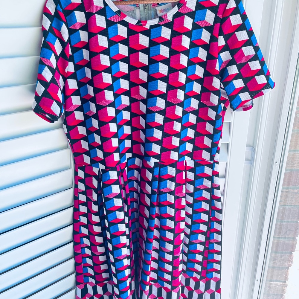 LuLaRoe Amelia Colorful Geometric Midi Dress